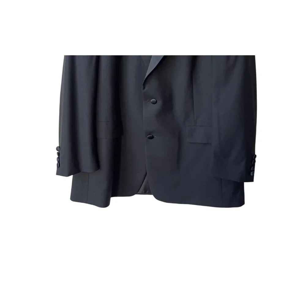Hart‎ Schaffner & Marx Wool Suit Blazer Jacket 44R Black Classic Two-Button